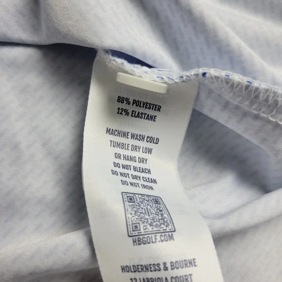 Holderness & Bourne Tailored Fit Mens Medium Blue Geometric Performance Polo - Picture 5 of 6